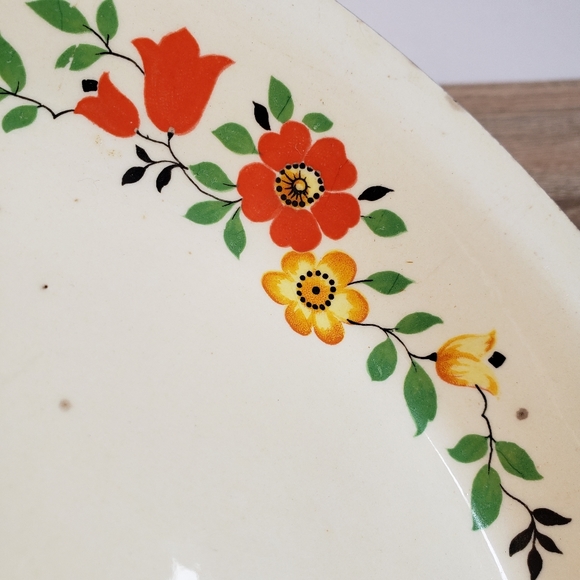 40s VINTAGE Floral Pie Serving Plate - Picture 2 of 9